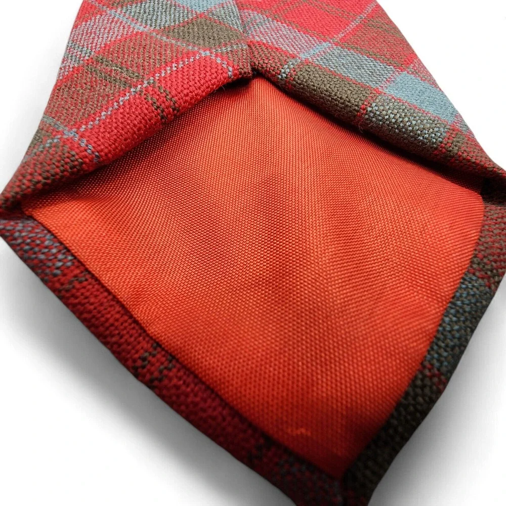 Vintage Made in Scotland Tie 100% New Wool Robertson Plaid Red Green‎ Necktie